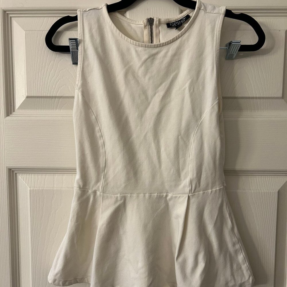 White Peplum Top